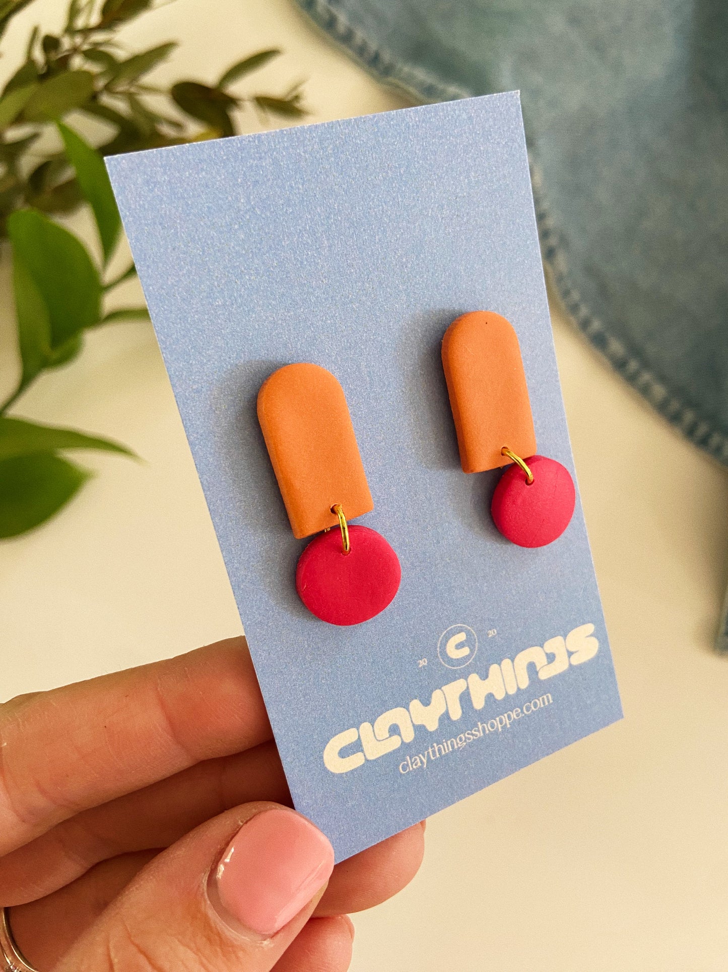 Mini Color Pop Earrings, Orange and Red Earrings