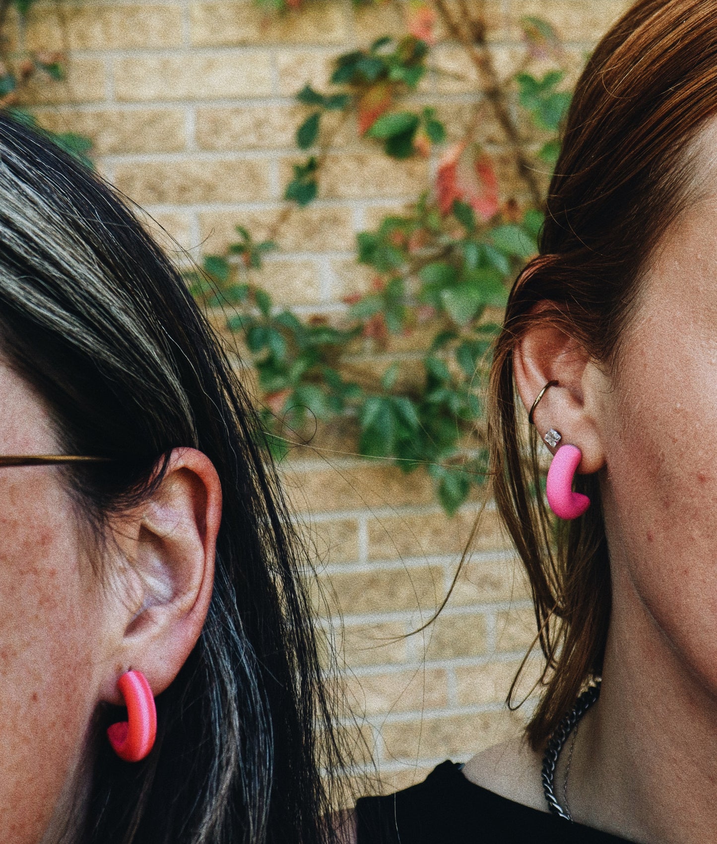 Two Tone Pink/Red Hoops, Clay Hoops