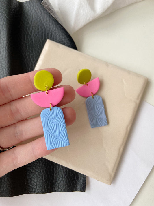 The Isla, Geometric Clay Earrings, Colorful Earrings