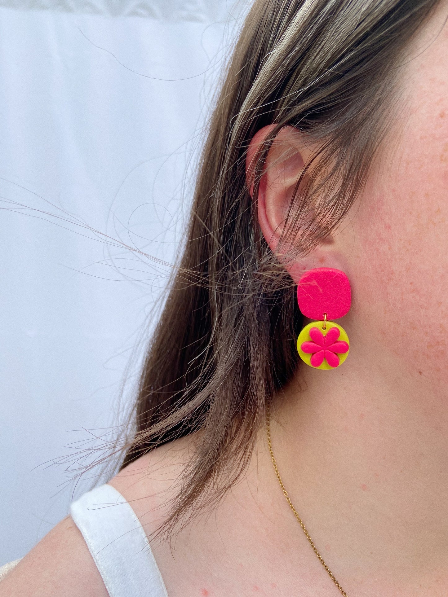 Flower Pop Clay Earrings, Clay Stud Earrings, Color Pop Earrings