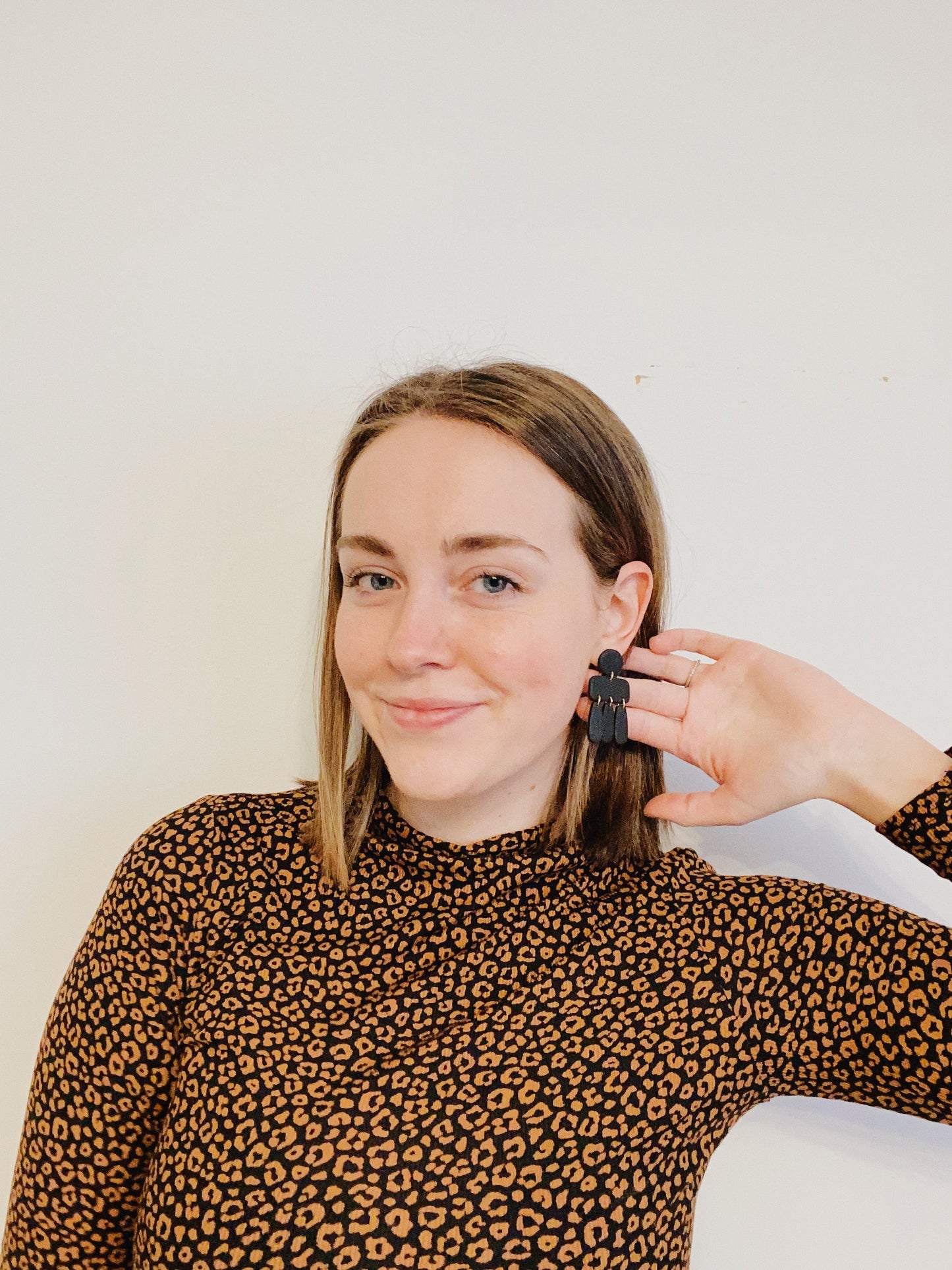 Black Organic Dangles, Clay Earrings