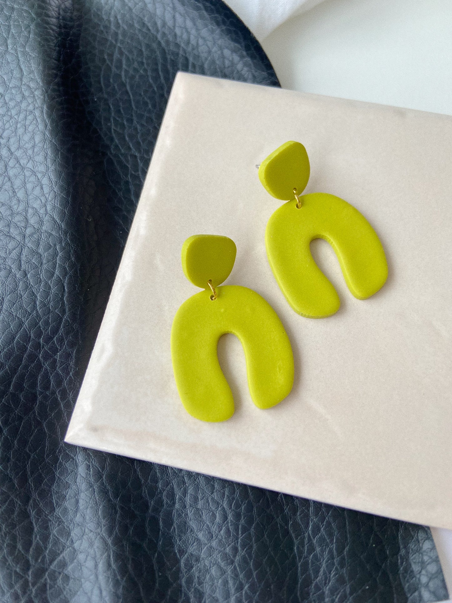 Arch Earrings, Green Arch Earrings, Clay Earrings