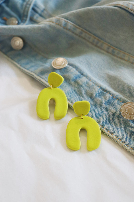 Arch Earrings, Green Arch Earrings, Clay Earrings