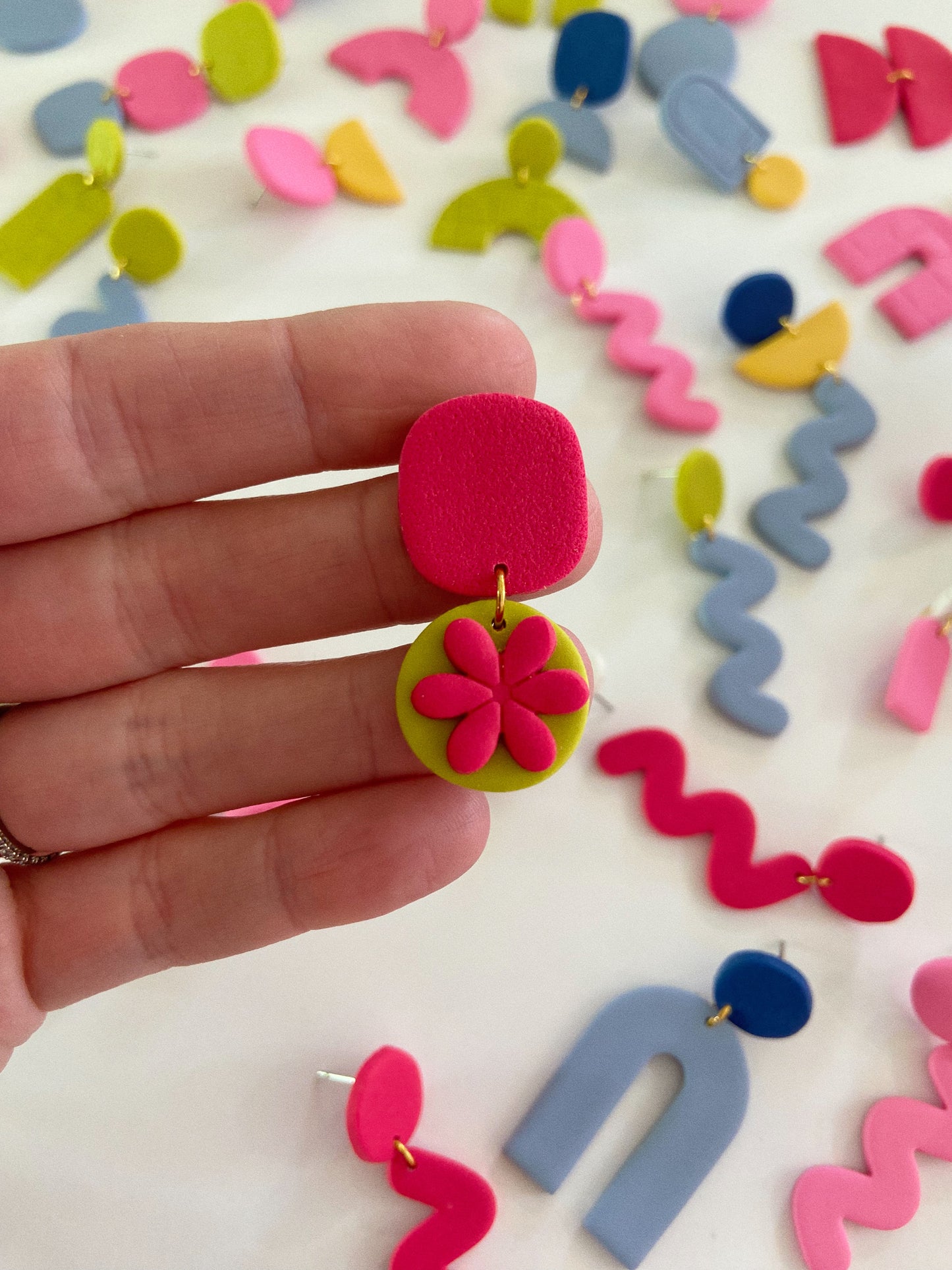 Flower Pop Clay Earrings, Clay Stud Earrings, Color Pop Earrings