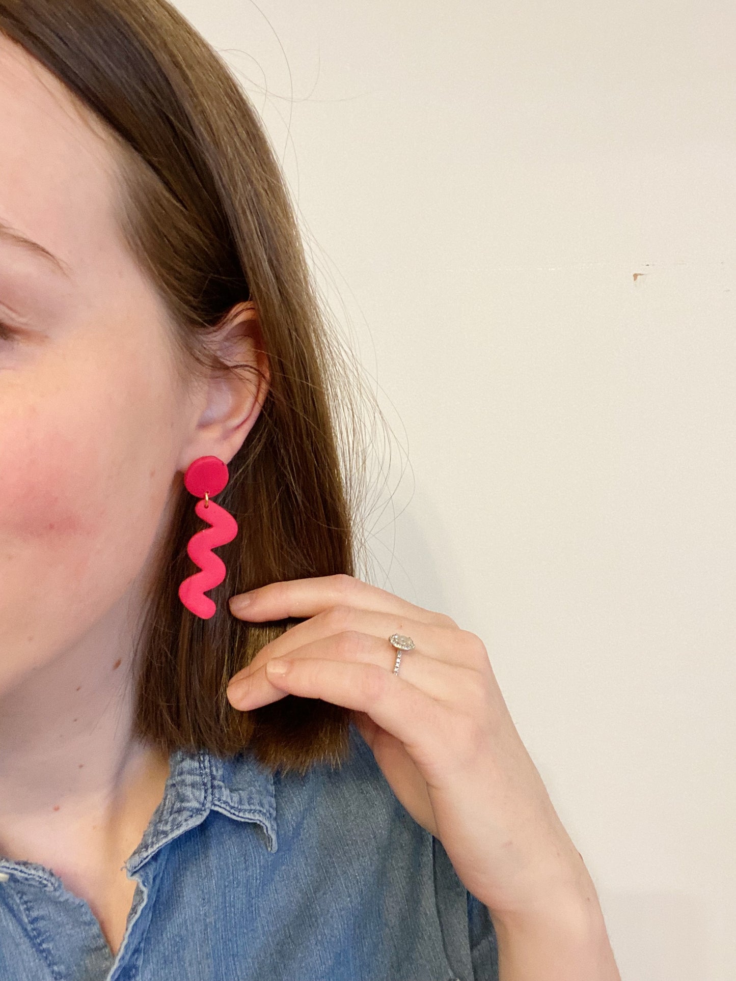 The Kaye, Hot Pink Clay Earrings, Bright Clay Earrings