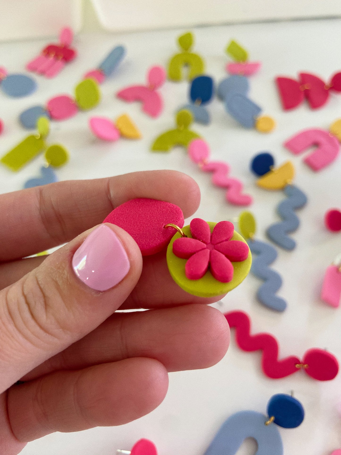 Flower Pop Clay Earrings, Clay Stud Earrings, Color Pop Earrings