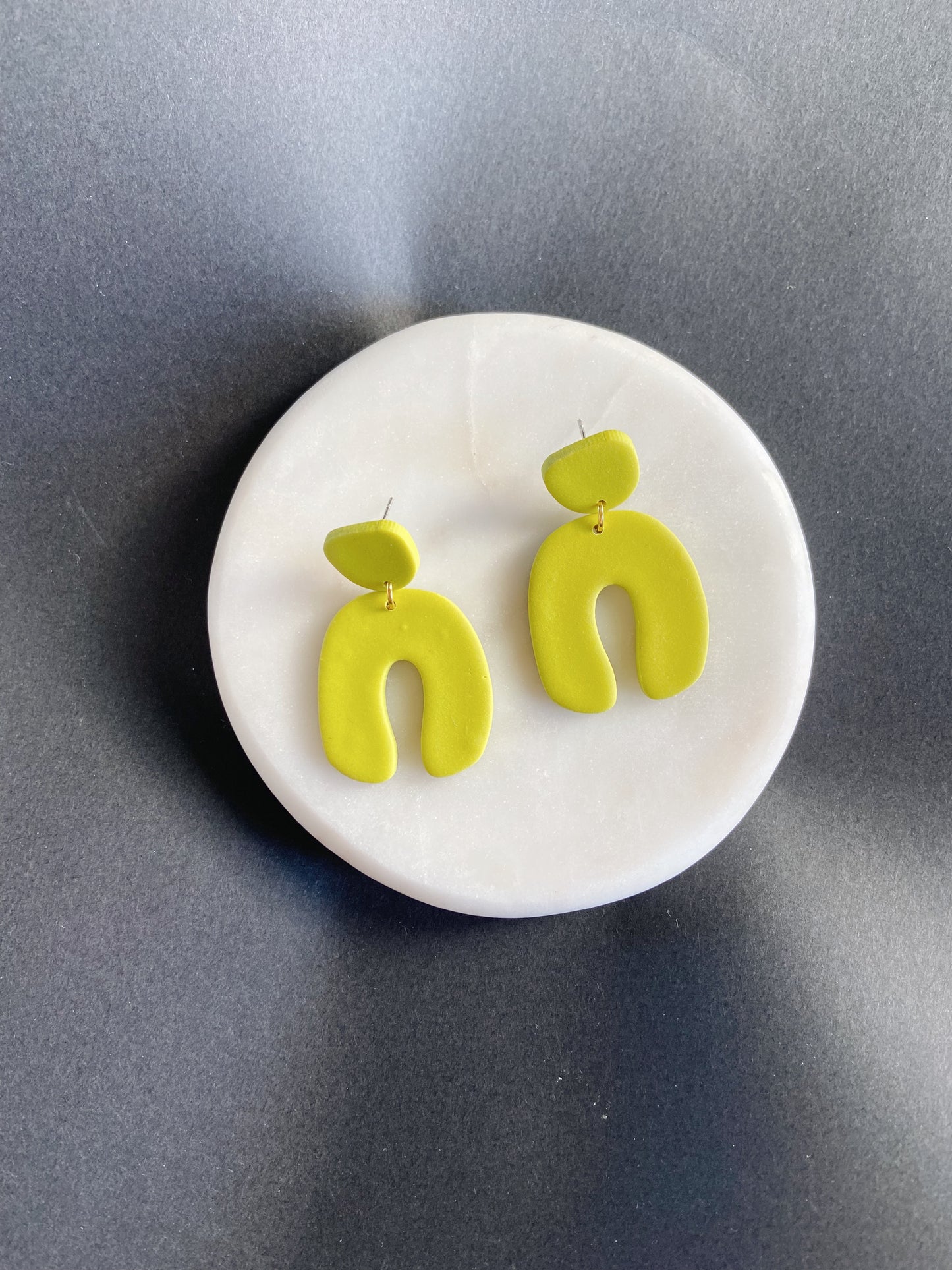 Arch Earrings, Green Arch Earrings, Clay Earrings