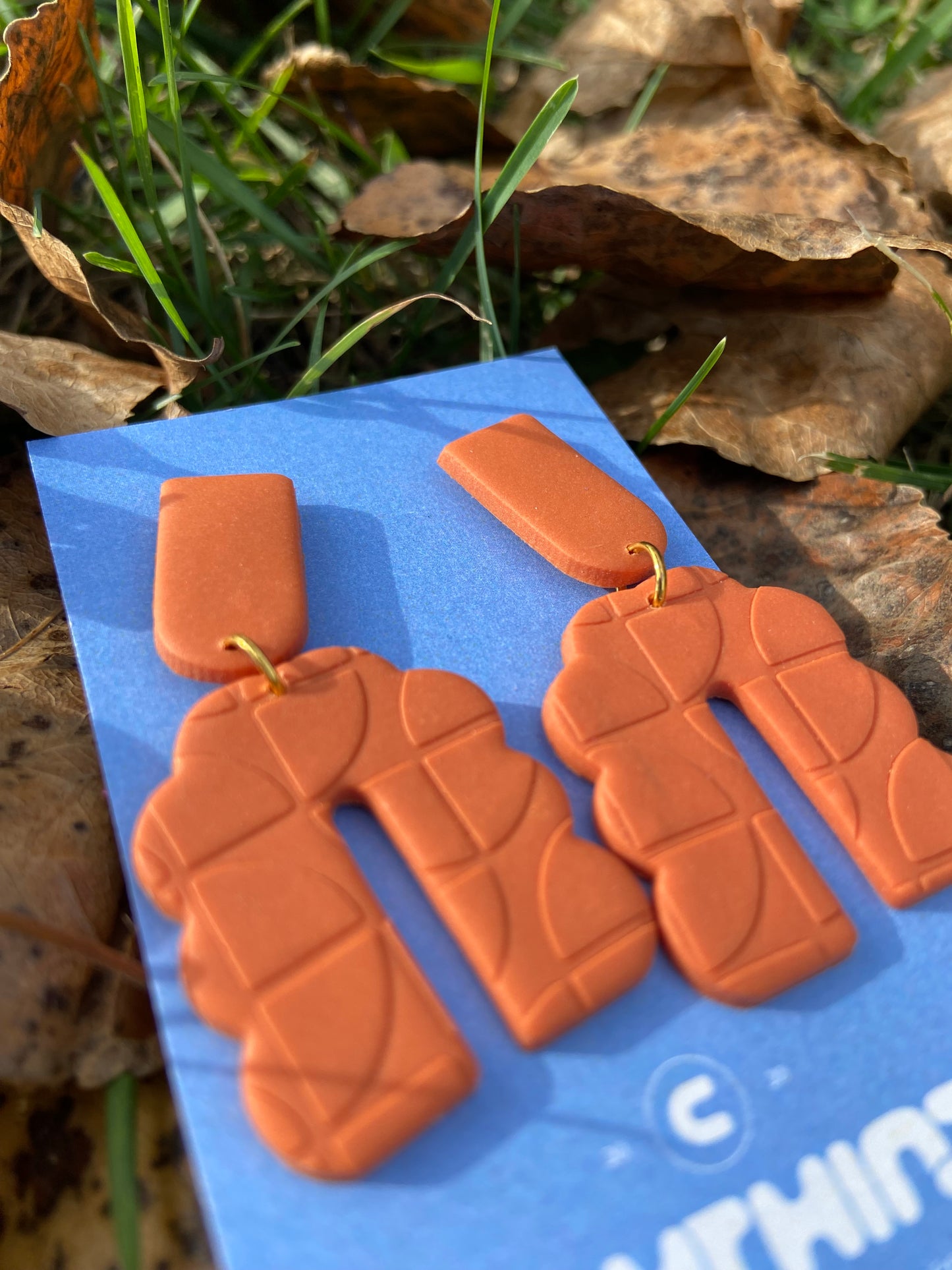 Orange Clay Earrings, Arch Earrings, Fall Earrings