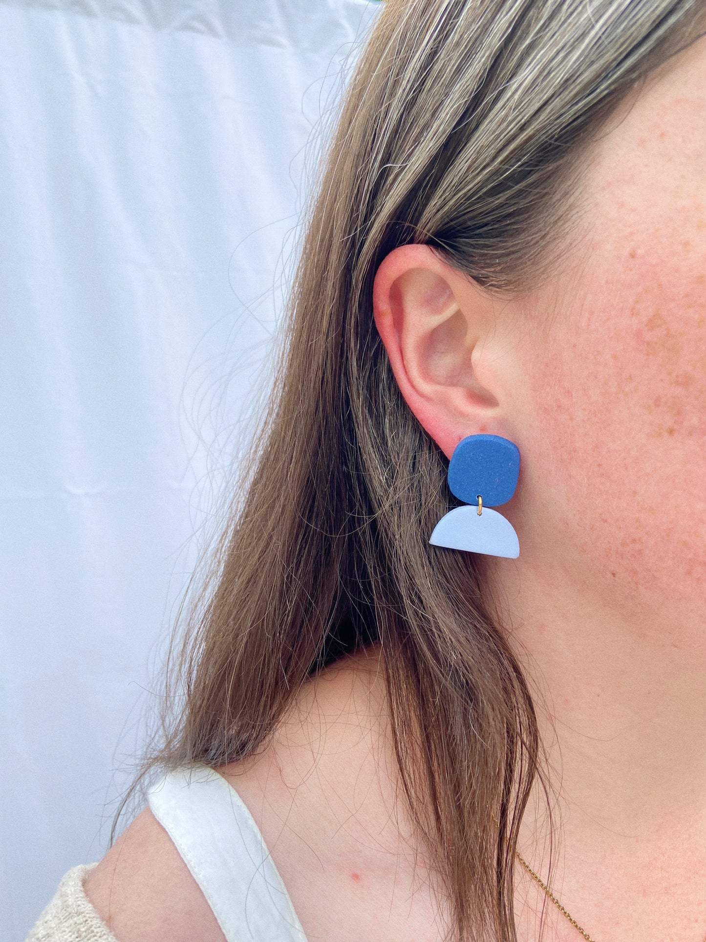 Blue Small Clay Earrings, Small Clay Stud Earrings, Color Pop Earrings