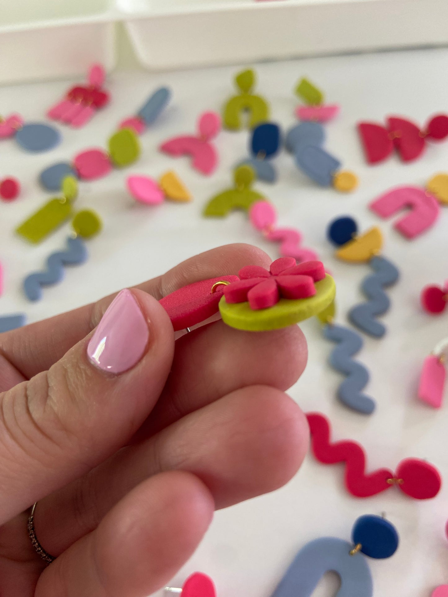 Flower Pop Clay Earrings, Clay Stud Earrings, Color Pop Earrings