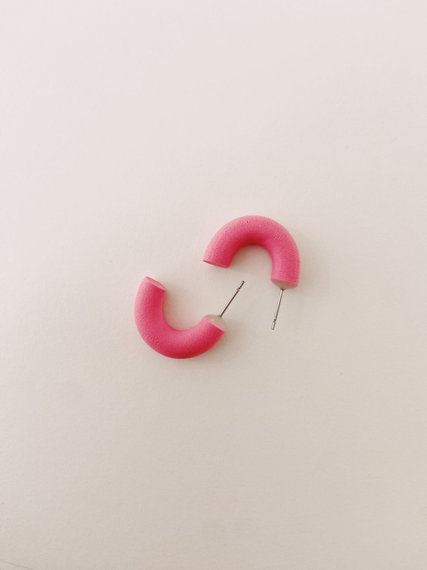 Hot Pink Mini Hoops, Clay Hoops