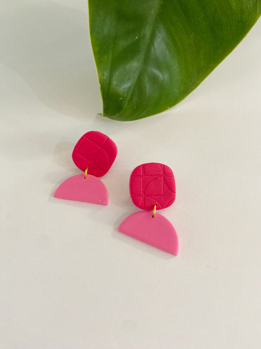 Hot Pink Small Clay Earrings, Small Clay Stud Earrings, Color Pop Earrings