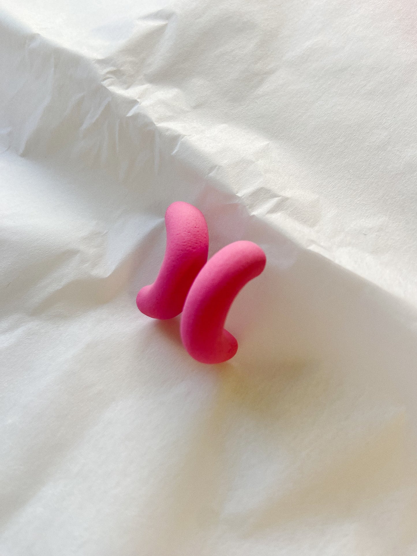 Hot Pink Mini Hoops, Clay Hoops