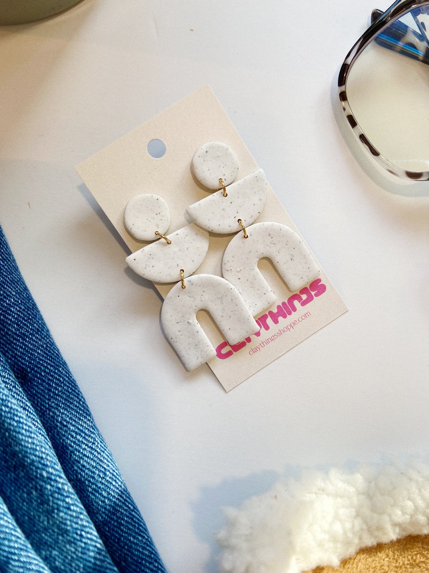 XL White Clay Earrings