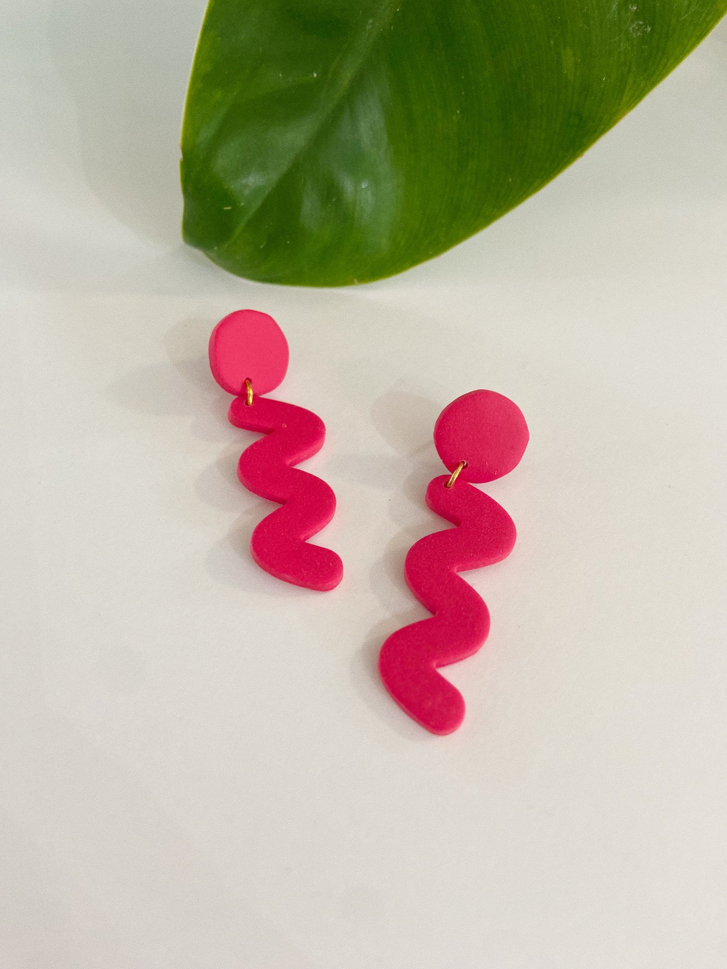 The Kaye, Hot Pink Clay Earrings, Bright Clay Earrings