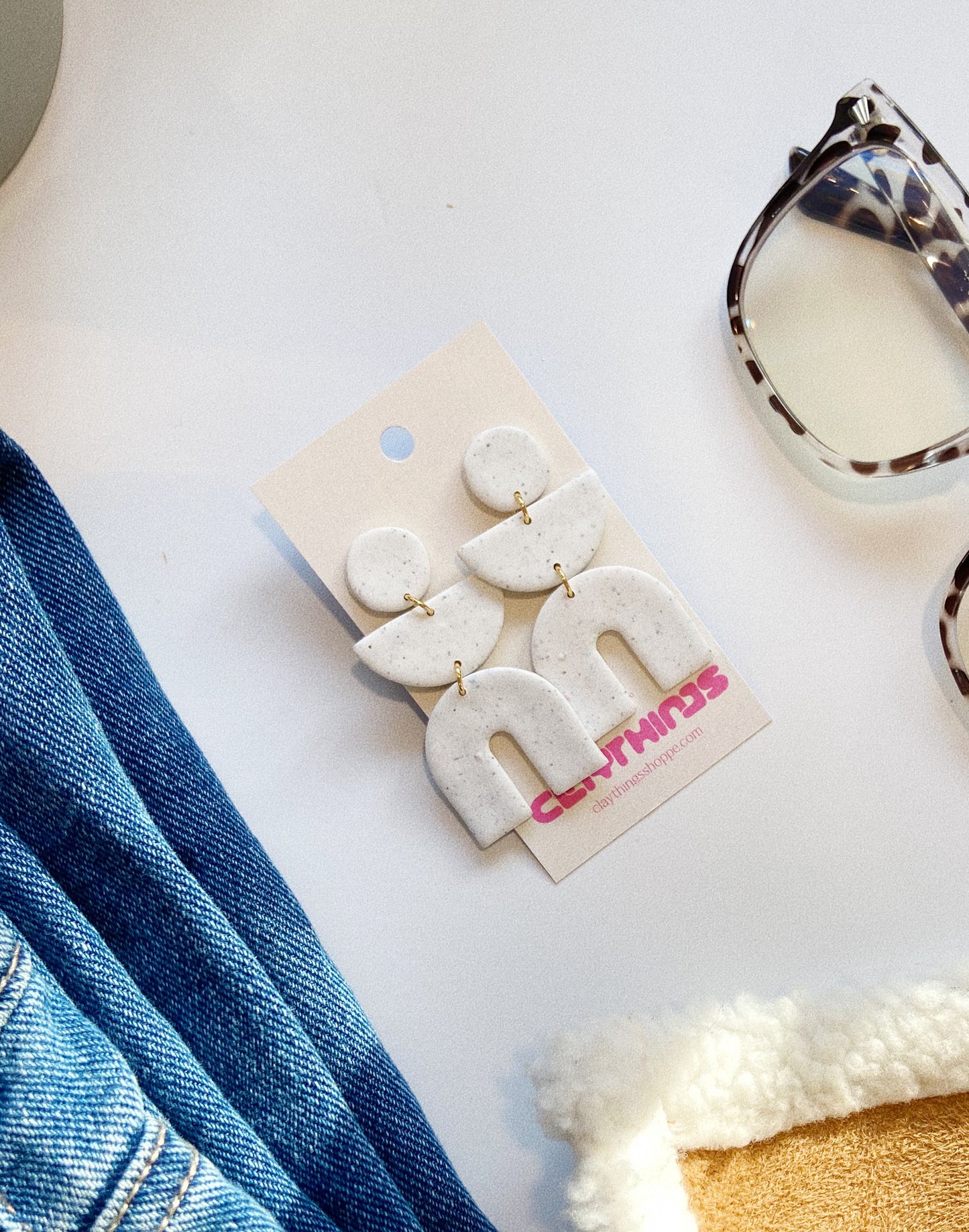 XL White Clay Earrings