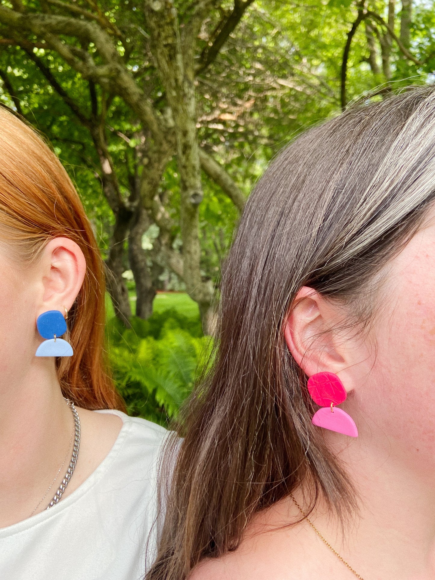 Hot Pink Small Clay Earrings, Small Clay Stud Earrings, Color Pop Earrings