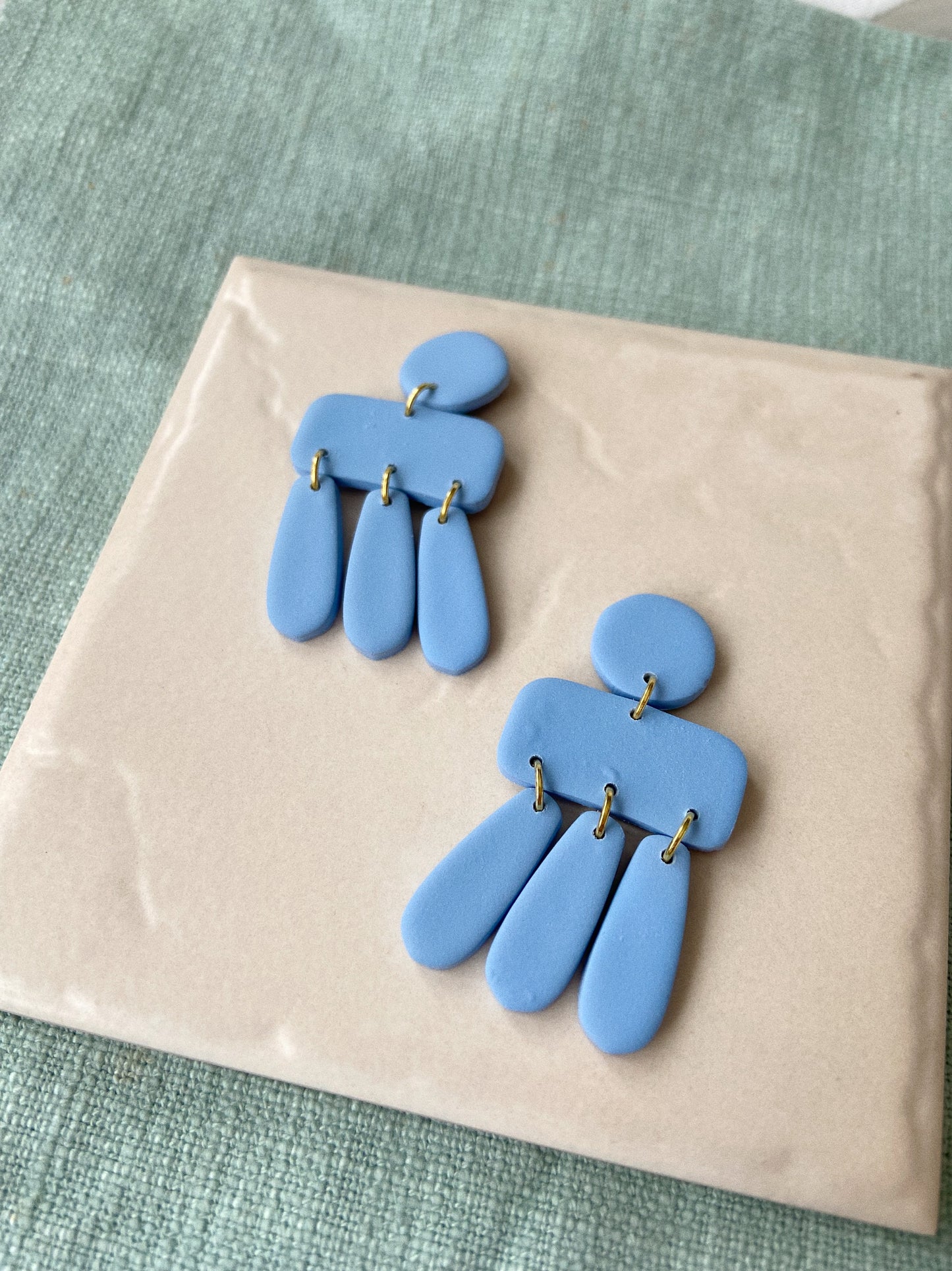 The Andie, Clay Earrings, Blue Clay Earrings, BOHO Clay Earrings