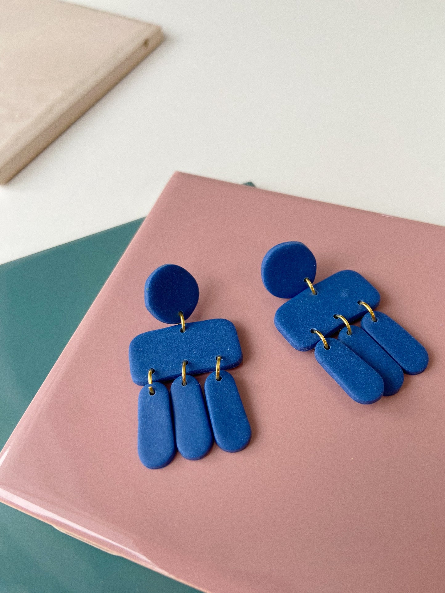 Blue Clay Earrings, Cobalt Blue Earrings, Summer Accessories